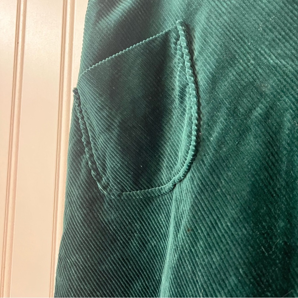 Vintage Herman Geist Emerald Green Corduroy Skirt 15/16 A-Line Midi Pockets - Picture 3 of 6